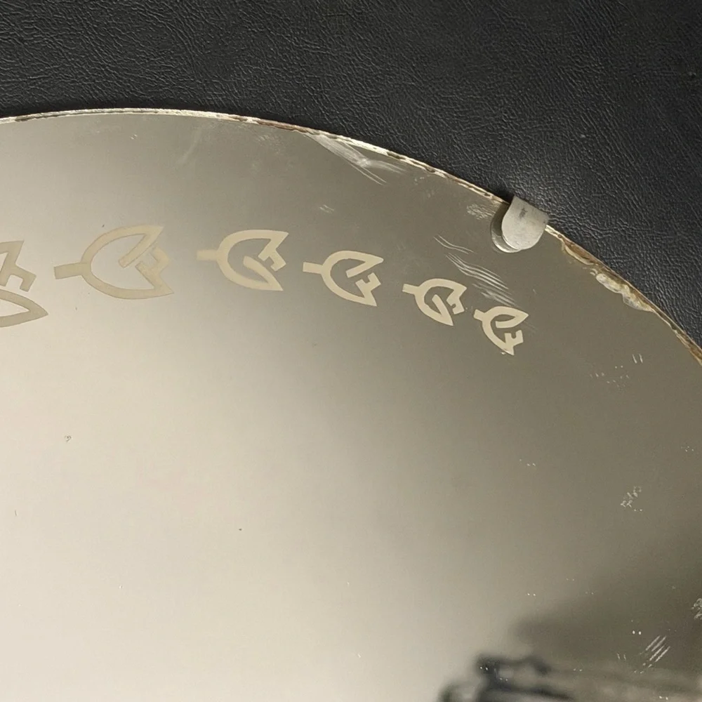 VTG MCM Elegant Silver Round Mirror with Etched Swan Design